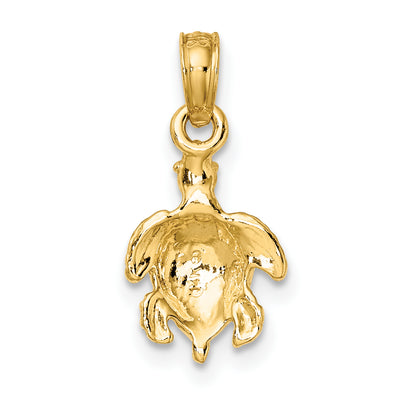 14K Textured Sea Turtle Charm, 16 x 8.8mm