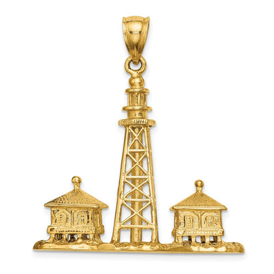 14K 3D Sanibel Island Lighthouse Charm, 38.5 x 13.6mm