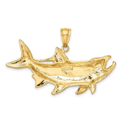 14K Tarpon Fish w/Open Mouth Charm, 22.75 x 46.25mm