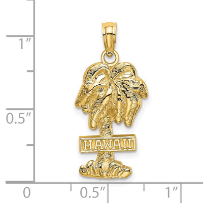 14K Hawaii Palm Tree Charm, 24.45 x 11.65mm