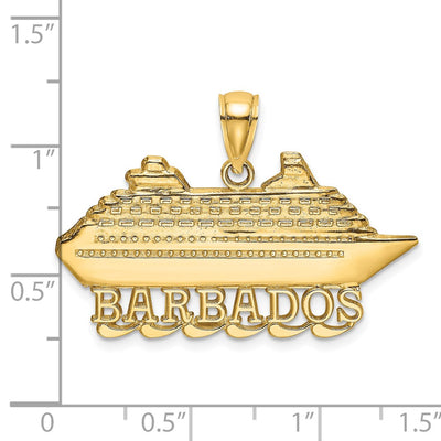 14K Polished BARBADOS Cruise Ship Charm