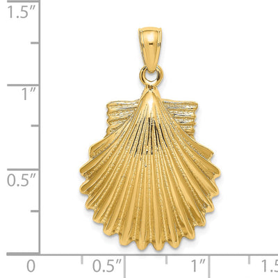 14K Polished Scallop Shell Charm, 32 x 18.88mm
