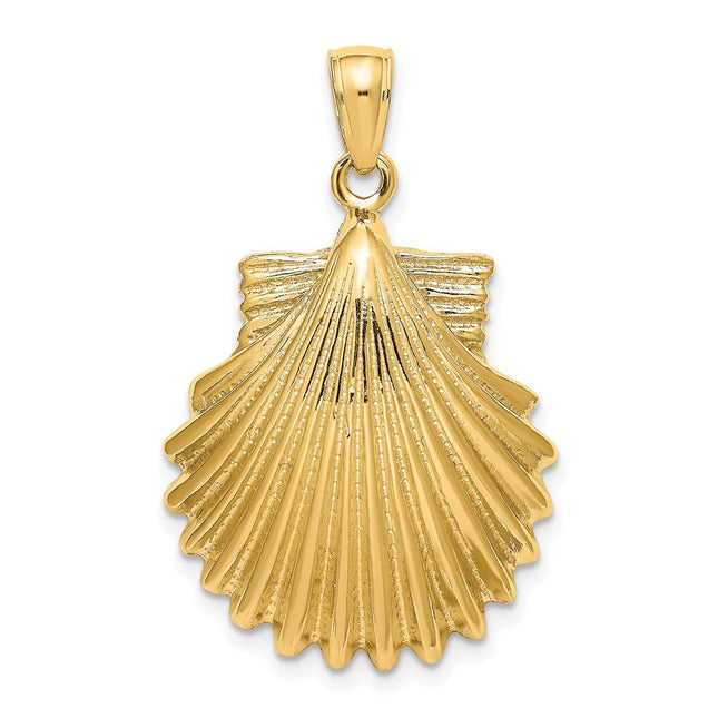 14K Polished Scallop Shell Charm, 32 x 18.88mm