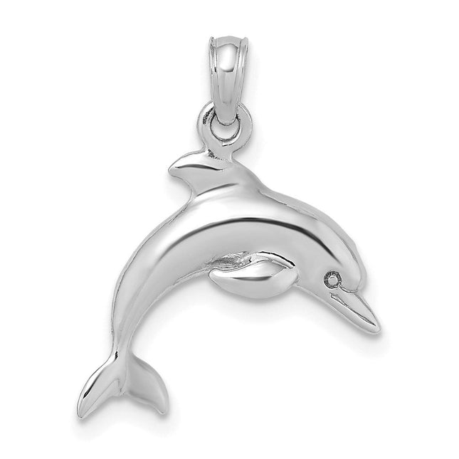 14k Solid Polished Chinese Long Life Charm, 16 x 9mm