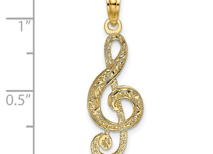 14K Treble Clef Charm, 29.34 x 11.75mm