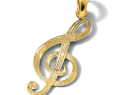 14K Treble Clef Charm, 29.34 x 11.75mm