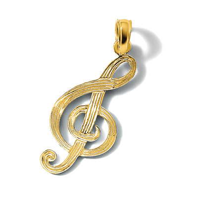 14K Treble Clef Charm, 29.34 x 11.75mm