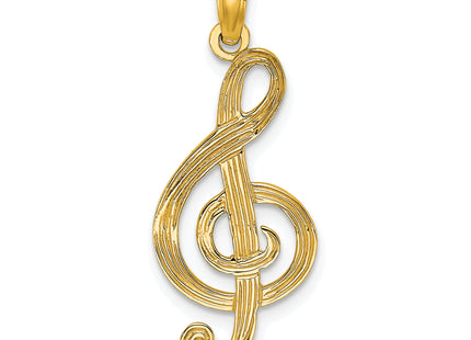 14K Treble Clef Charm, 29.34 x 11.75mm
