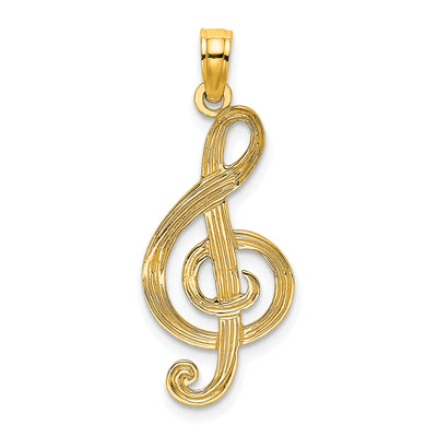 14K Treble Clef Charm, 29.34 x 11.75mm