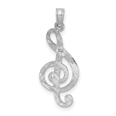 14K White Gold Treble Clef Charm, 29.34 x 11.75mm