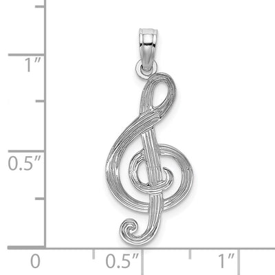 14K White Gold Treble Clef Charm, 29.34 x 11.75mm