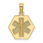 14K Caduceus Textured Back Medical Charm view