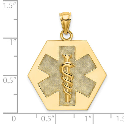14K Textured Back Caduceus Medical Disc