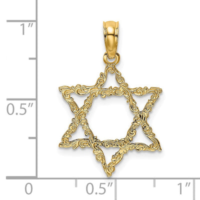 14K Star of David Charm, 22.4 x 16mm