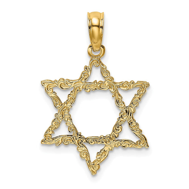 14K Star of David Charm, 22.4 x 16mm