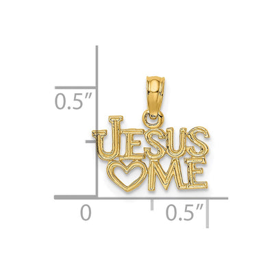 14K Polished / Engraved JESUS HEART ME Charm