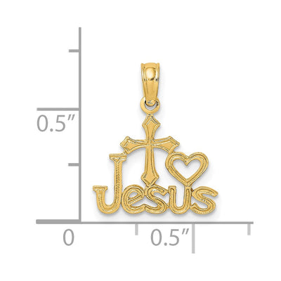 14K JESUS W/ Cross and Heart Charm