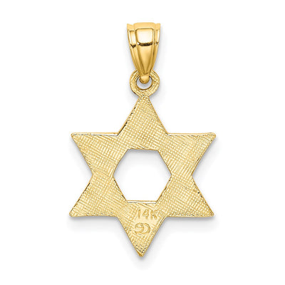 14K Engraved Swirls Star Of David Charm