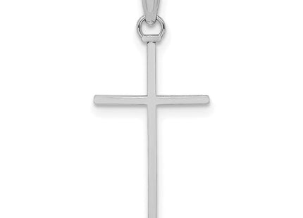 14K White Gold 3-D and Polished Stick Cross Charm (Style K8404W)