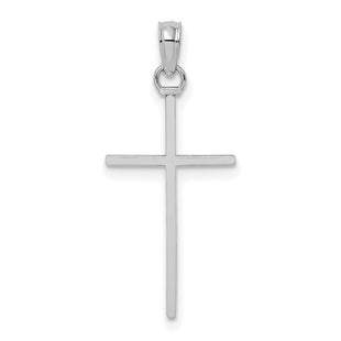 14K White Gold 3-D and Polished Stick Cross Charm (Style K8404W)