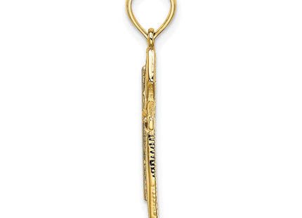 14K Polished and Textured Cross Charm (Style K8456)