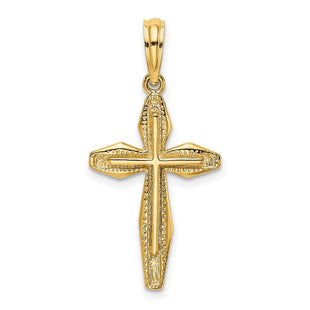 14K Polished and Textured Cross Charm (Style K8456)