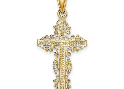 14K gold cross charm, further view