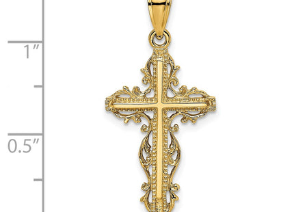14K gold cross charm, another view