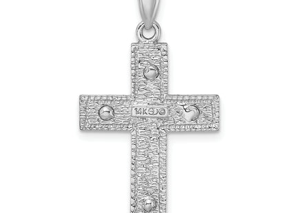 14k White Gold Cross Charm, 31.35 x 19.3mm