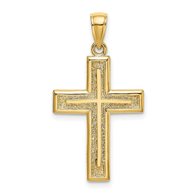14k White Gold Cross Charm, 31.35 x 19.3mm