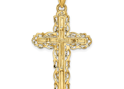 14K Cross W/ Lace Trim Charm (Style K8480)