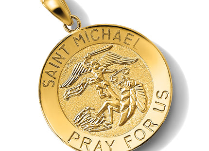 14K Polished / Satin Saint Michael Medal Charm