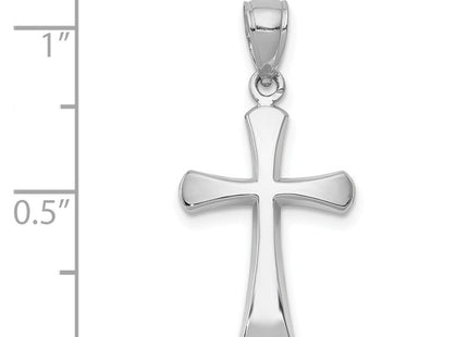 14K White Gold Polished Beveled Cross w/ Round tips Charm (Style K8523W)
