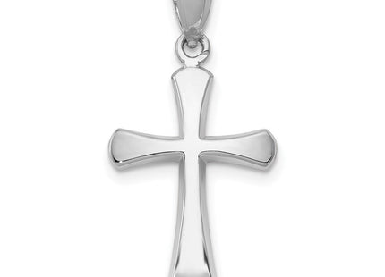 14K White Gold Polished Beveled Cross w/ Round tips Charm (Style K8523W)