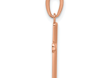 14K Rose Gold Polished Beveled Cross w/ Round tips Charm, 22 x 11.5mm