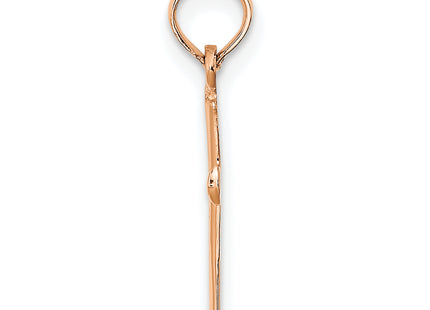 14K Rose Gold Polished Beveled Cross w/ Round tips Charm, 17.8 x 9mm
