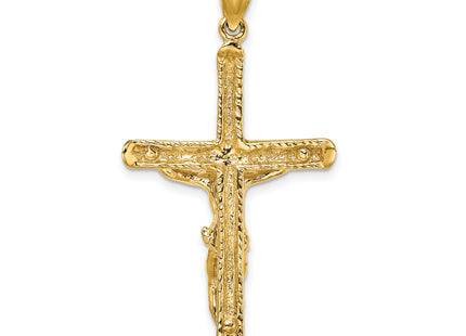 14K Textured Crucifix Charm, 47.1 x 23mm
