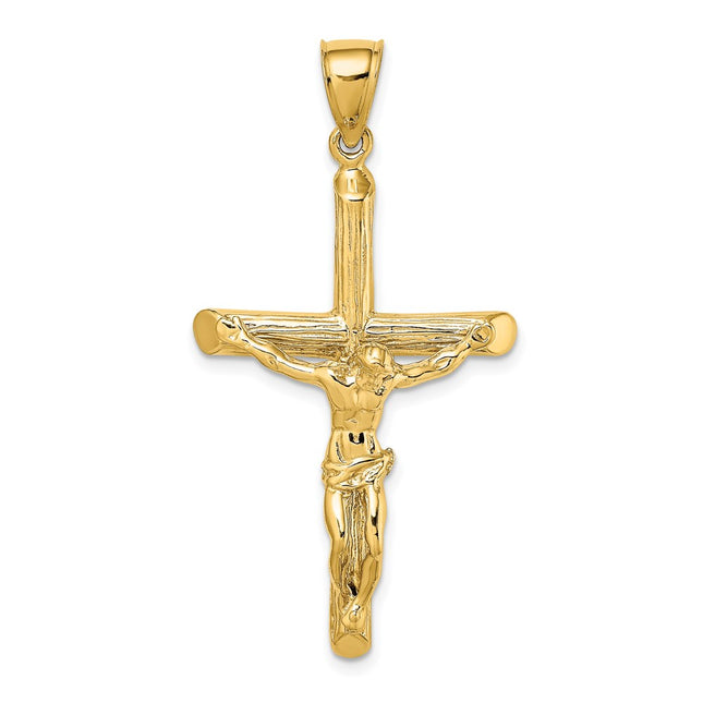 14K Textured Crucifix Charm, 47.1 x 23mm