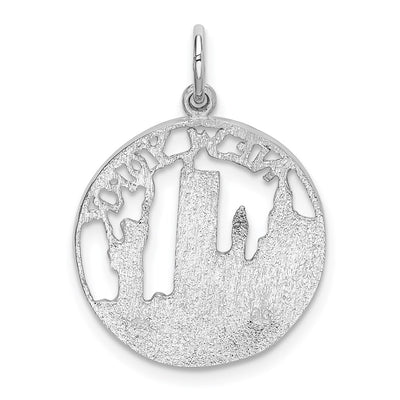 14K White Gold Solid Polished NEW YORK Skyline Charm