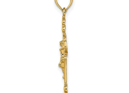 14K Crucifix W/ Fancy Tips Charm (Style K8577)