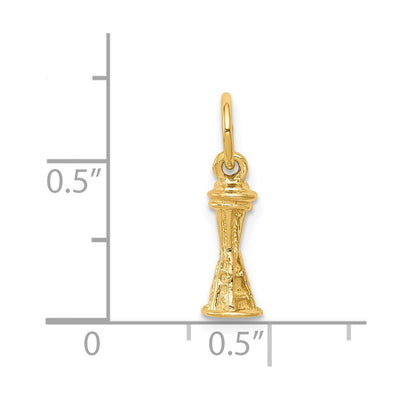 14K Solid Polished Space Needle Charm
