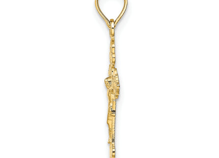 14K Crucifix W/ Fancy Tips Charm, 22.7 x 12mm