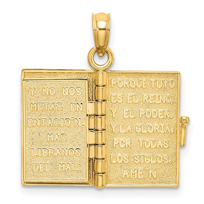 14K 3-D Moveable Santa Biblia Book/Spanish Bible Charm