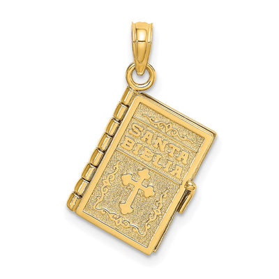 14K 3-D Moveable Santa Biblia Book/Spanish Bible Charm