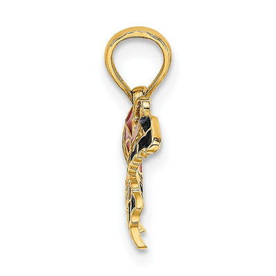 14K Small Enameled Pink Butterfly