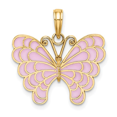 14K Lavender Enameled Butterfly Pendant