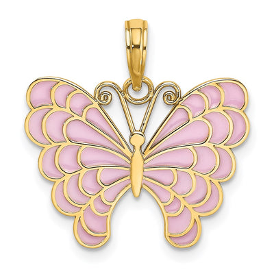 14K gold butterfly pendant