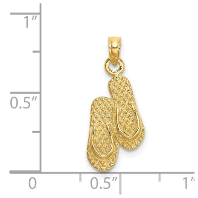 14K 3D KEY WEST Double Flip Flop Charm