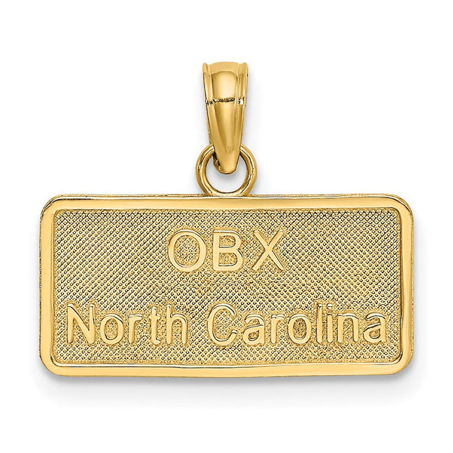 14K Obx North Carolina License Plate Charm, 14.1 x 18mm