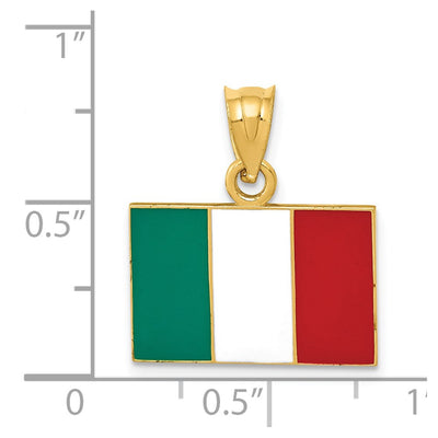 14K Solid Enameled Italy Flag Pendant